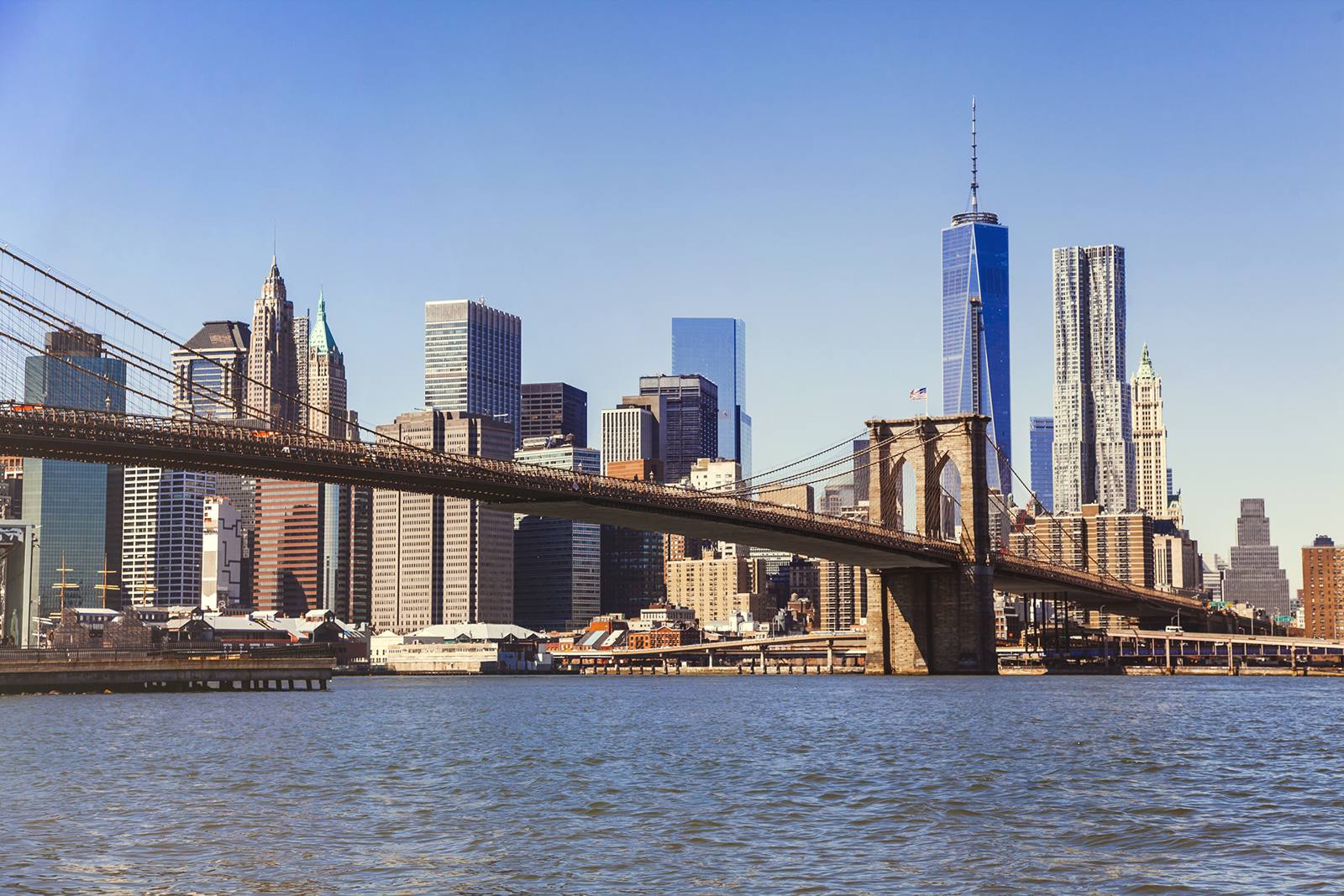 Lower Manhattan skyline and Brooklyn Bridge
